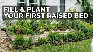 How to Fill Fertilize Plant AND Mulch a Raised Bed from START to FINISH [upl. by Elissa40]