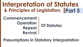 Interpretation of Statutes amp Principles of Legislation LLB Syllabus Revision Notes Lecture  Part 5 [upl. by Diraf]