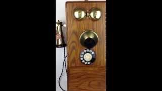 Vintage Wood Casing Ericsson Wall Phone Ring and Rotary Dial Sound  Item 276  Adelaide Clocks [upl. by Annawak]