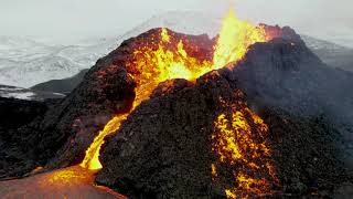 Iceland Geldingadalir volcano 4K drone footage [upl. by Annai515]