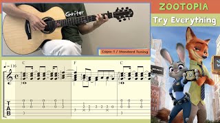 Try Everything  Zootopia Guitar Notation  TAB [upl. by Garwood]