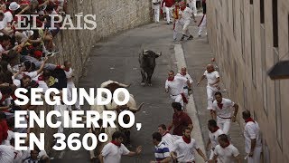 El segundo encierro de San Fermín 2017 en 360º  Cultura [upl. by Neerhtak595]