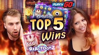 TOP 5 BEST WINS FROM PLAYN GO 2023  Reactoonz amp Gigantoonz [upl. by Gilmer]