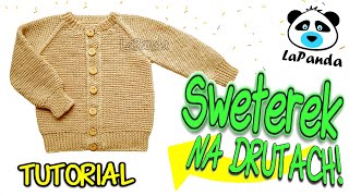 SWETEREK NA DRUTACH DLA NIEMOWLAKA 3 Jak zrobić  LaPanda EASY KNITTED BABY CARDIGAN [upl. by Egroeg]