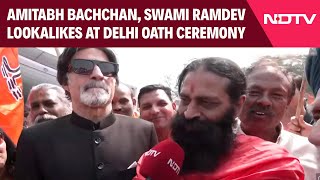 Delhi Oath Ceremony  Amitabh Bachchan Swami Ramdev Lookalikes At Delhi Oath Ceremony [upl. by Bartlett]