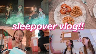 SLEEPOVER VLOG biking hot tub snacks and more [upl. by Lenej]