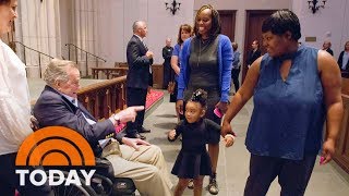 George HW Bush Greets Mourners Ahead Of Barbara’s Funeral  TODAY [upl. by Moreville]