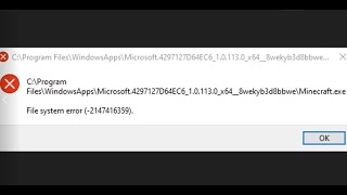 Fix MinecraftExe File System Error 2147416359 Minecraft Launcher Not Opening Error2147416359 [upl. by Shirlene]