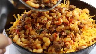 Cheesy Skillet Beef Macaroni  30 Minute Meal [upl. by Fazeli]