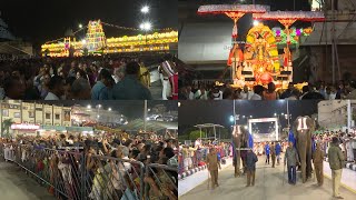 Heavy Devotee Rush For Karthika Pournami Garuda Seva At Tirumala Temple [upl. by Nemad]