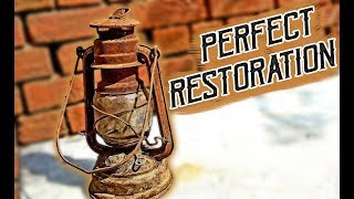 RUSTY LAMP RESTORATION  1912 Useless OLD LANTERN [upl. by Yim488]