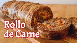 ROLLO DE CARNE MOLIDA RELLENO Y ENVUELTO EN TOCINO [upl. by Bird399]