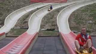 Alpine Slide Grandpa Coming In Hot Crash in Breckenridge [upl. by Maddalena]