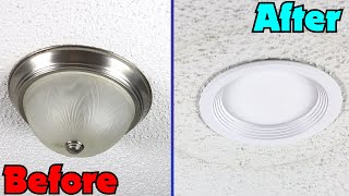 How to Install LED Canless Recessed lighting  Upgrade Flush Mounted Lights [upl. by Eirod]