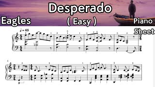 Desperado Easy Piano Sheet Music  Eagles By Sangheart Play [upl. by Alikahs]