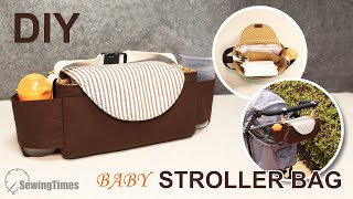 DIY BABY STROLLER BAG  How to make 2in1 Organizer sewingtimes [upl. by Sirad]