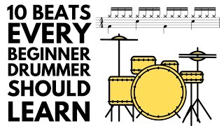 10 Drum Beats EVERY Beginner Drummer Should Learn  Sheet Music [upl. by Airrej]