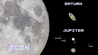 MOON SATURN and JUPITER through Celestron Powerseeker 60AZ  4K [upl. by Kenweigh]