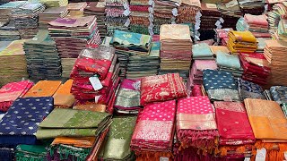 Silk sarees collection wholesale market in Surat Heavy sarees manufacturer Aruna textile hub VANSHMJ [upl. by Aneekan]