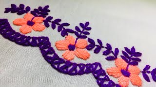 Hand EmbroideryBeautiful border design by nakshi design art [upl. by Dubenko]