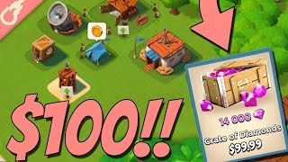 DROPPING 14000 Diamonds On A NEW Boom Beach Account Boom Beach Diamond Account [upl. by Lalitta]