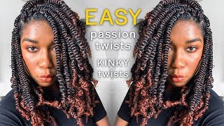 EASY PASSION SPRING TWISTS  NO Crochet NO Rubber Band  Kinky Twist Method For Beginners [upl. by Gabrila]