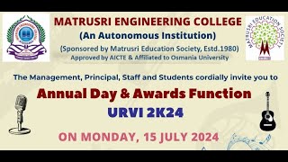 Matrusri Engineering College  Urvi2k24 [upl. by Aylat]