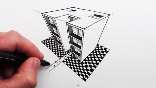 How to Draw using 3Point Perspective Simple Buildings [upl. by Ahtnama]