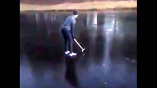 Golfer falls into frozen over lake [upl. by Natale816]