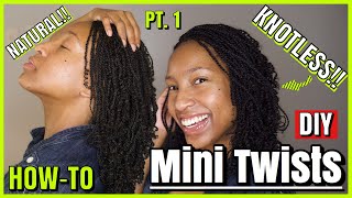 The Most Natural Mini Twist Extensions Ever  Alternative Knotless Method  Detailed Tutorial [upl. by Tlevesor514]