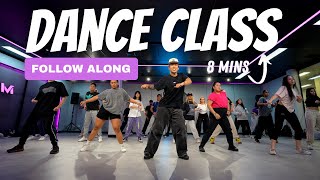 Beginners dance class warm up work out tutorial for you to follow along at home Only 8 mins [upl. by Pickford361]