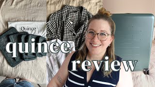 QUINCE REVIEW 💌 honest Quince clothing review and try on  luggage and packing cube review [upl. by Eniotna]