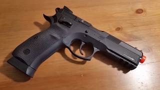 ASG CZ 75 SP01 Shadow Airsoft Spring Pistol Chrono Test amp Shooting Test [upl. by Erlandson136]