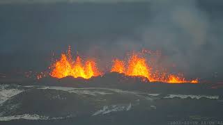 Sundhnúka eruption Dec 19th 2023 1300 to 1400  Live from Iceland [upl. by Puritan989]