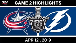 NHL Highlights  Columbus Blue Jackets vs Tampa Bay Lightning Game 2 – Apr 12 2019 [upl. by Huey]