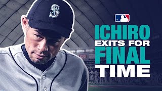 Ichiro exits his final game to a rousing ovation  イチローハイライト [upl. by Irehj649]