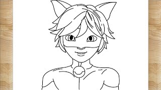 How To Draw Cat Noir From Miraculous  Bloomy Drawing [upl. by Aloek]