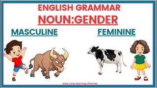 Learn Noun Gender in English Grammar for Kids with Pictures  Masculine Feminine Common amp Neuter [upl. by Haig]