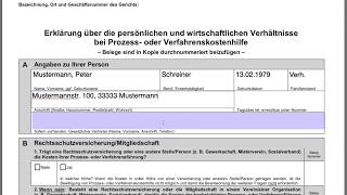 Prozesskostenhilfe  Verfahrenskostenhilfe Formular ausfüllen Schritt für Schritt Anleitung [upl. by Akihsay745]