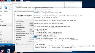 Rediffmail Configuration Microsoft outlook [upl. by Ball]