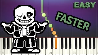 Megalovania  Undertale  EASY Piano Tutorial FASTER [upl. by Declan]