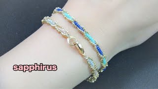 【ハンドメイド】特小ビーズで編むブレスレットの作り方☆シードビーズだけで編めます How to make a bracelet with seed beads Size 150 [upl. by Berck]