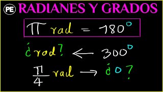 Conversión entre GRADOS y RADIANES ejercicios RESUELTOS [upl. by Joletta]