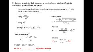 Ejercicio Función de producción Producto medio y marginal [upl. by Aissatan673]