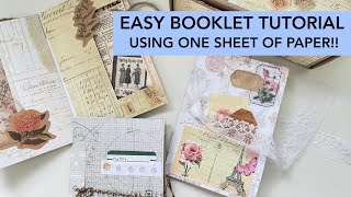 EASY BOOKLET FROM ONE 12x12 PAPER  TUTORIAL  DIY  ONE PAGE CRAFTS  CRAFT WITH ME  FLAT MAIL [upl. by Seena]