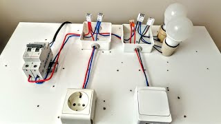 Bir sigorta ile Priz ve Lamba bağlantısı nasıl yapılır Elektrik tesisatı buat ve kablo montajı [upl. by Aryaz654]