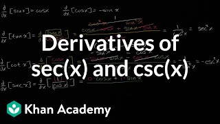 Derivatives of secx and cscx  Derivative rules  AP Calculus AB  Khan Academy [upl. by Roche]