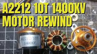 A2212 10T 1400kv Motor Rewind amp KV Test [upl. by Nilhtac]