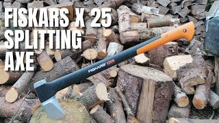 Fiskars X 25 Splitting Axe  First Impressions and Review [upl. by Scammon]