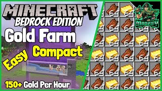 EASY amp COMPACT Bedrock Gold Farm Tutorial Minecraft 116 150 Gold PH [upl. by Roos642]